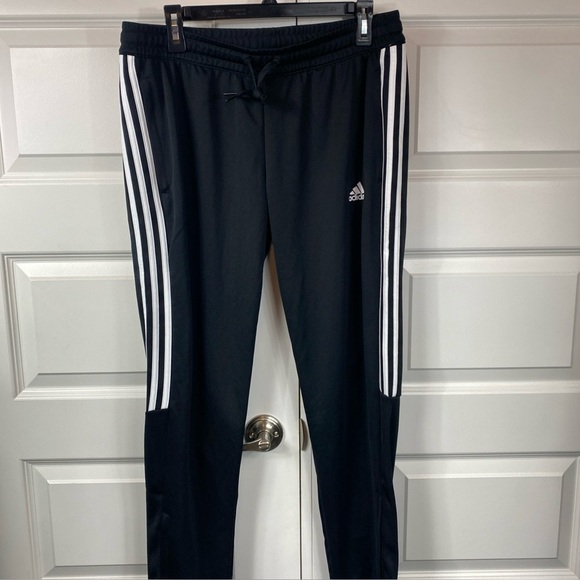 ADIDAS STRIPES TRICOT TRACK PANTS LARGE BLACK Classic Men’s Black White Stripe - Picture 1 of 7